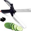 Cutting Board Scissors - 2 In 1 Stainless Steel Vegetable Scissors Cutting Board Knife, Dishwasher Safe, Safety Lock, Rust Resistant - Sharp Kitchen Scissors for Vegetables & Fruits