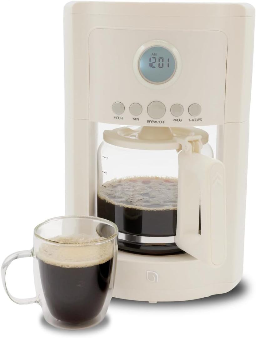 WILLOW Eco Series 12 Cup Drip Coffee Maker, 24 HR Programmable Coffee Maker with Glass Coffee Pot, Removable Filter Basket, Keep Warm Function & Auto Shut-off, Coffee Machine with Digital Display