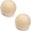 CYS EXCEL 5" Decorative (2 PCS) Round Unfinished Sphere | DIY Arts & Crafts Wooden Balls, Natural Wood