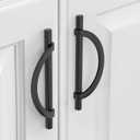 10 Pack 5 Inch(128mm) Kitchen Cabinet Handles Matte Black Cabinet Pulls Kitchen Cabinet Hardware Half Moon Drawer Pulls for Dresser Cupboard Wardrobe