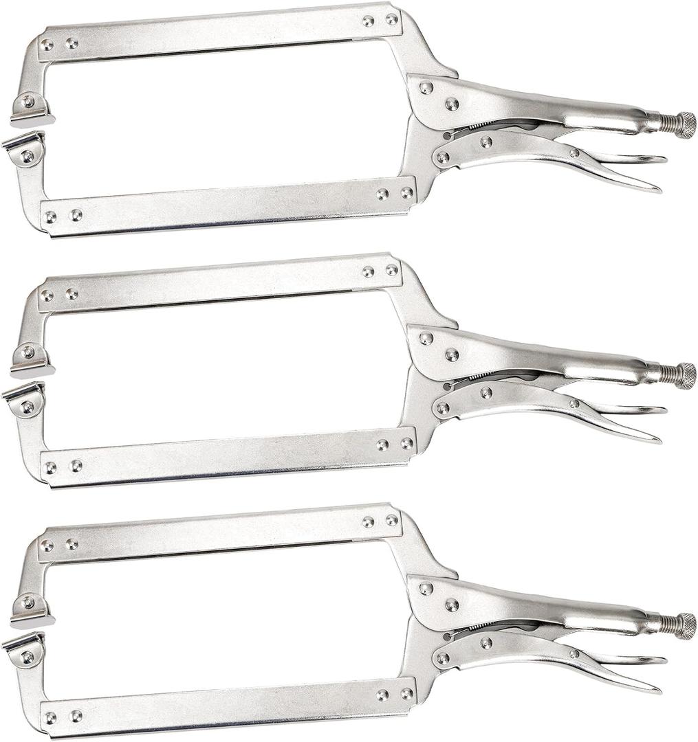 Hiceeden 3 Pcs 18 Inch Deep C Clamp with Swivel Pads, Heavy Duty Welding Clamps Welding Pliers, Adjustable Locking Pliers for Woodworking, Electrician Maintenance, Welding