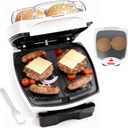 SugarWhisk 2 In 1 Hamburger Grill Maker, Electric Indoor Grill and Panini Press with Non-stick Grill Plates, 1200W, Easy to Clean and Store, White