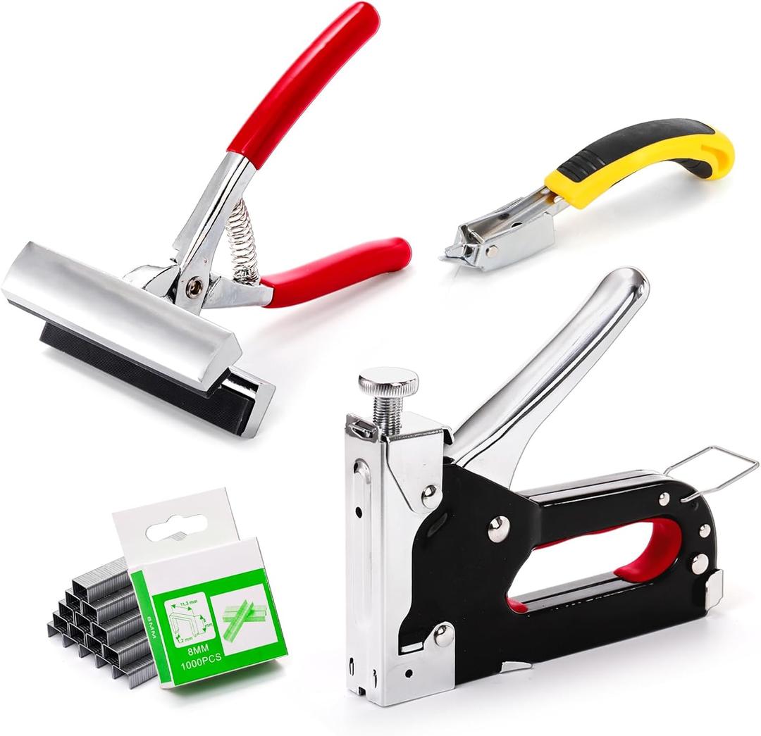 ZENFUN Heavy Duty Stretching Canvas Pliers with Spring Return Handles, and Staple Remover, 3 in 1 Staple Gun for Upholstery with 1000 Staples, Canvas Stretcher Plier Set for Art Oil Painting Framing ZENFUN Heavy Duty Stretching Canvas Pliers with Spring Return Handles, and Staple Remover, 3 in 1 Staple Gun for Upholstery with 1000 Staples, Canvas Stretcher Plier Set for Art Oil Painting Framing