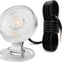 LED Underwater Pond Light, Heavy Duty Aluminum 12V 3000K Warm White IP68 Waterproof Fountain Light, Landscape Lamp for Swimming Pool, Fountain, Waterfall, Pond and Grass Land (6, Watts)