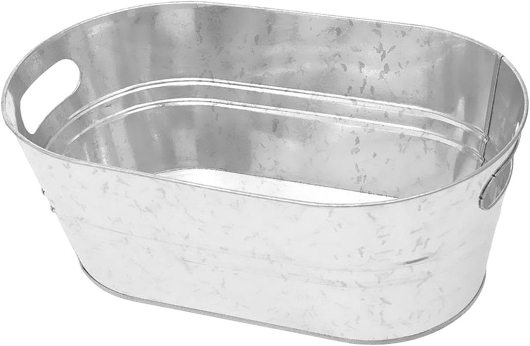 Classic Oval Ice Bucket,Galvanized Bucket,Metal Drink Cooling,Large Galvanized Oval Beverage Tub for Home,Swim Pool Party