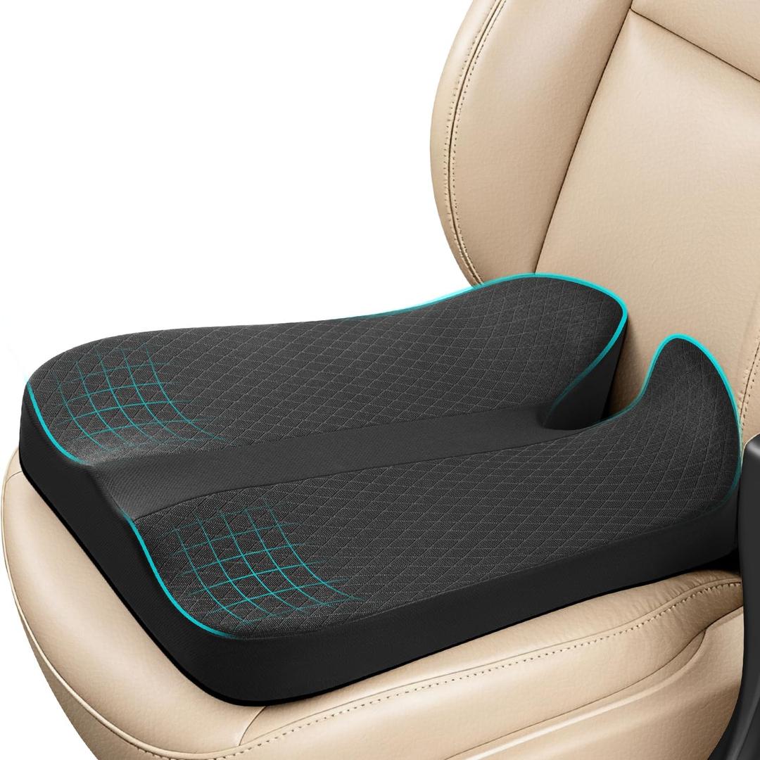 Heightening Car Seat Cushion for Broader View, Bolster Car Seat Cushion for Car Reduces Lower Back Pressure& Support Spine, Truck Seat Cushion for Long Trip