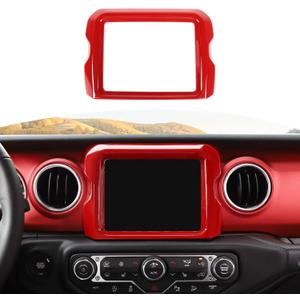 RT-TCZ for Jeep JL Center Console Radio Display Panel Trim Cover for Jeep Wrangler JL JLU Gladiator JT 2018-2023 Red Interior Accessories 8.4 inch (Large)