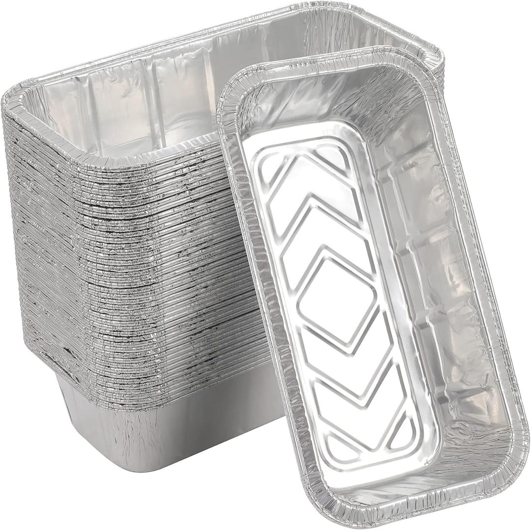 Loaf Pans [50 Pack] 2Lb Heavy Duty Disposable Aluminum Foil Premium Bread Tins Standard Size - 8.5" X 4.5" X 2.5" Perfect for Homemade Cakes & Breads