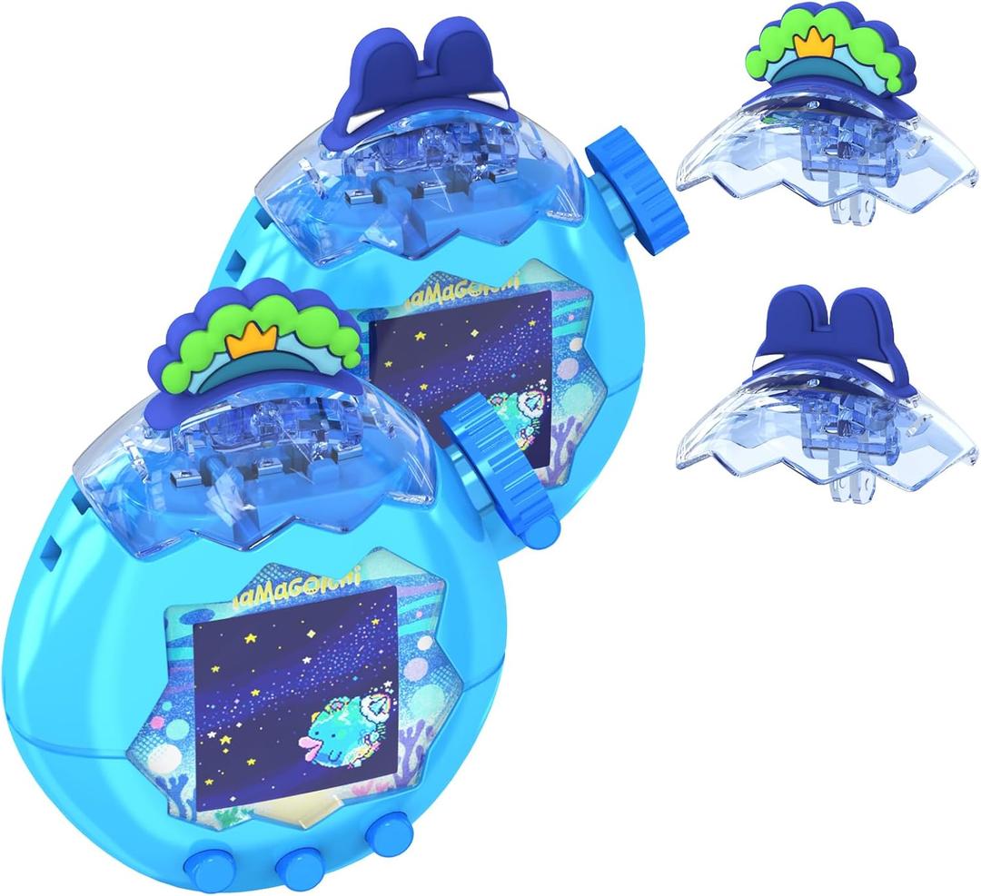 2 x Case for Tamagotchi Paradise Virtual Reality Pet, Cute Cartoon Blue Ears and Green Hats Cap Case Compatible with Tamagotchi Paradise Electronic Pet Accessories (2 Pcs)