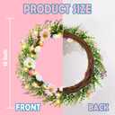 18 Inch Light up Easter Spring Wreath Artificial Flower Wreath with A Hook Colorful Eggs Berries Bow Knot for Front Door Easter Summer Farmhouse Wall Home Window Decor