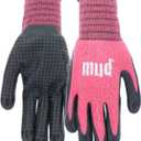 MUD Grip Women's Nylon Seamless Knit Shell Water Resistant Dotted Nitrile Palm Gardening Gloves (Small/Medium, Pink)