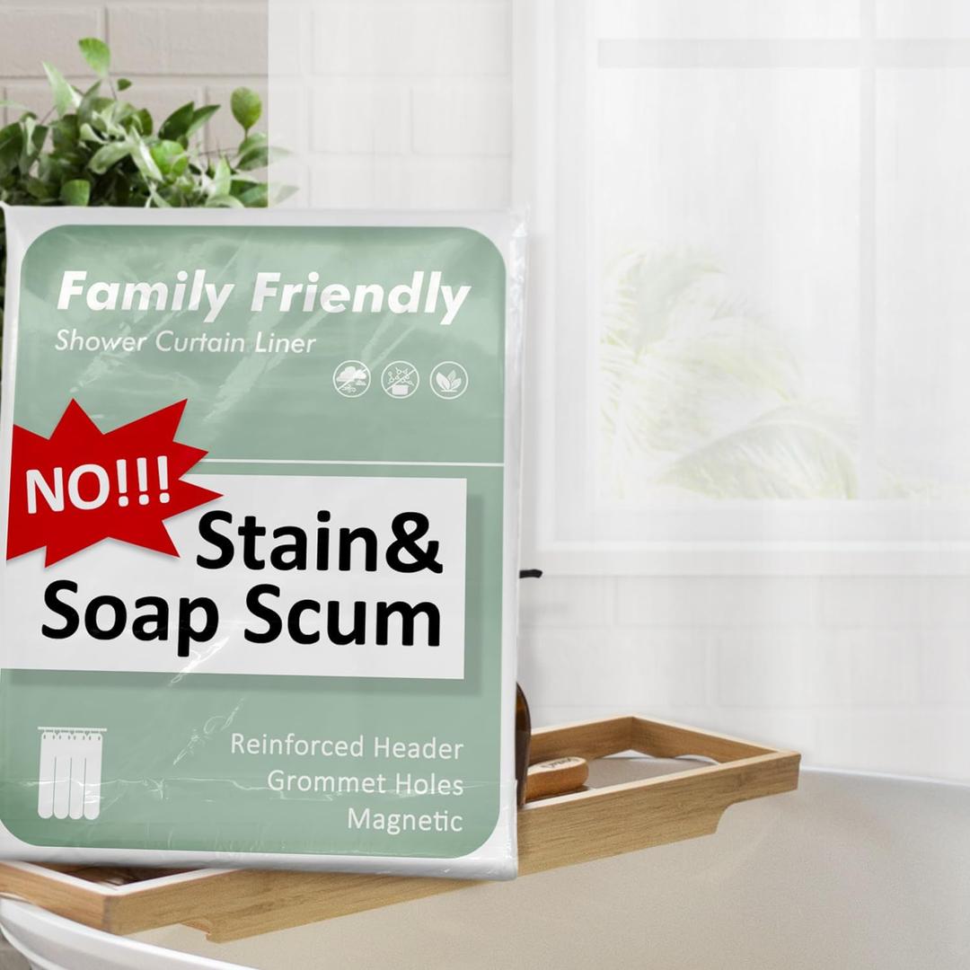 Barossa Design Frosted Shower Curtain Liner - Premium PEVA Shower Liner for Bathroom, BPA & PVC Free, No Chemical Smell, Lightweight Bath Curtain with 3 Magnets, Metal Grommets - Frost, Standard Size (72"W x 72"L (Pack of 1))