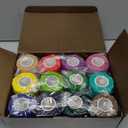 Juvale 12 Rolls Colorful Self Adhesive Bandage Wrap 4 Inch Wide x 5 Yards - Cohesive Vet Tape for First Aid, Sports, Tattoo (12 Colors) - Vet Wrap