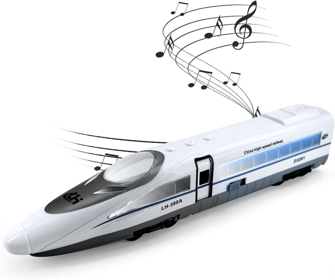 OTONOPI Electric Bullet Train with Lights and Sounds Subway Locomotive Engine High Speed Toy Train Model Inertial Driving Play Vehicle for Kids Age 3+