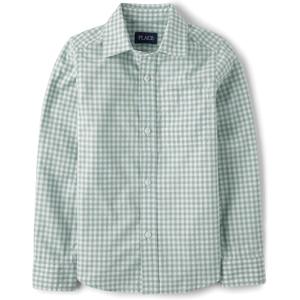 The Children's Place Boys Long Sleeve Button Down Shirts (Mint Taffy), Size XS