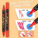 Droaful Acrylic Paint Pens Markers,72 Color Paint Markers Dual Fine & Brush Tips For Rock Painting,Fabric,Metal,Glass,Wood,Canvas,Ceramic,Plastic,Non-Toxic & Odor,Premium Art And DIY Craft Supplies