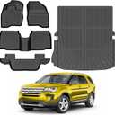 KUST Floor Mats Set for Ford Explorer 2015-2019 (7 Seats), All Weather Floor Liners & Rear Trunk Mat for Explorer Accessories Cargo Liner TPE Rubber Raised Edge