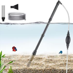 Carefree Fish Small Aquarium Gravel Cleaner 6Ft Hose Fish Tank 80Gph Water Changer Gravel Vacuum Adjustable Length ABS(for 5~25Gal Tank)