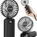 Gaiatop Portable Handheld Fan, 180Foldable for Desk, 6.5H Max Lasting, 3 Speed Setting, Small and Lightweight, USB Rechargeable Battery with Digital Display for Office Indoor Outdoor Makeup Pink