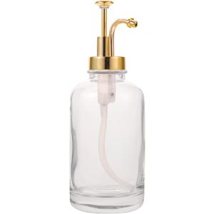 Hemoton Glass Lotion Bottle Pump Reusable Syrup Dispenser for and for Easy Identification High-Grade Material for Kitchen and Bathroom Use (22X8.1X8.1CM, Golden)