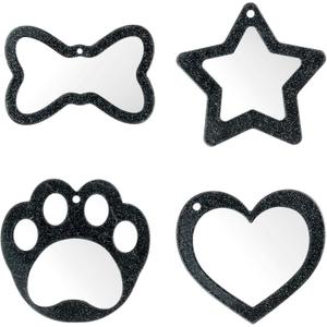 5 x DoDoBeads 4-Pack Mini Size Junk Mirror Charms, Sparkly Red/Black/Silver Glitter Acrylic Mirror for Junk Phone Case, DIY Crafts, Bag Charms, Keychains, and Junk Case Charm for Women