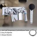 RV Shower Faucet with Hose and shower Head,Camper Shower Faucet Replacement,Rv Tub Faucet With Shower Diverter,Handheld Camper Shower Head and Hose,Rv Outdoor Shower Kit (Faucet Kit, Chrome)