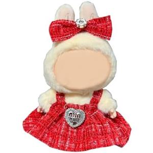 17cm Doll Clothes - Luxury Chic Style Set for 5.91-6.7“ (15-17cm) Dolls, Cute Premium Fashion Doll Outfit with Accessories - Red Plaid Tweed Dress +Plaid Bow