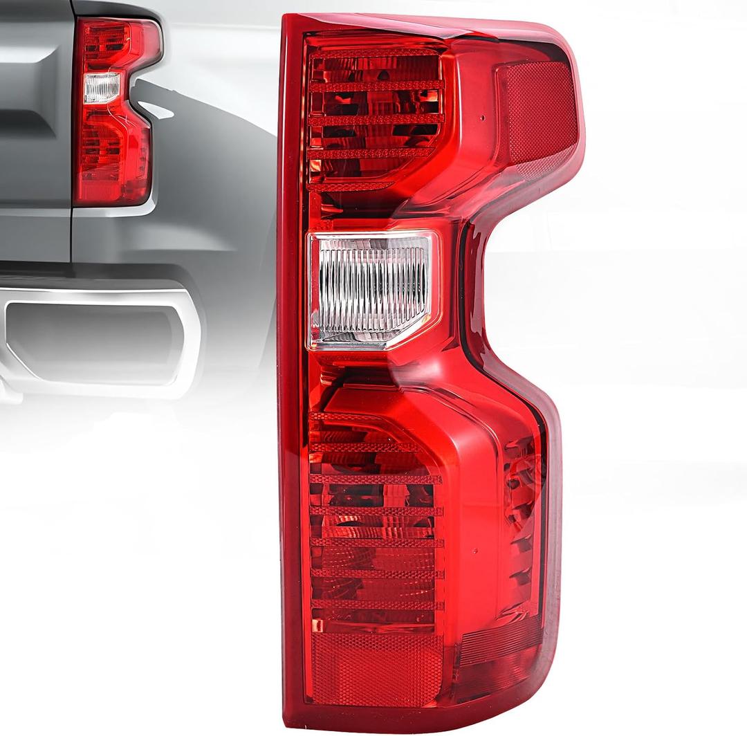 Halogen Tail Lights Assembly Compatible with 2019 2020 2021 2022 2023 2024 Chevy Silverado 1500 2500HD 3500HD, Rear Right Passenger Side Taillights with Bulb & Harness NON-LED Model
