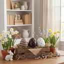 Amyhill 3 Pcs 3D Easter Egg Decorations Resin Rustic Farmhouse Eggs Table Centerpiece Vintage Easter Egg Tiered Tray Decor Tabletop Freestanding Gifts for Spring Party Gifts