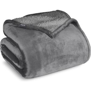 Bare Home Sherpa Fleece Blanket - Full/Queen Size - Blanket for Bed, Sofa, and Couch - Warm & Lightweight - Fluffy & Soft - Reversible (Full/Queen, Grey with Grey Sherpa)