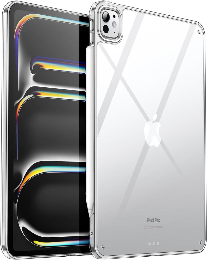 JETech Clear Case for iPad Pro 11-Inch M5/M4 2025/2024 (6th/5th Generation), Anti-Yellowing Transparent Shockproof Slim Tablet Back Cover with Hard PC Back and Soft TPU Bumper