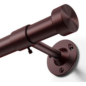 YaFex Heavy Duty Curtain Rods 32-120 Inch, 1 Inch Adjustable Bronze Curtain Rod for Windows, Long Window Treatment Rods with Aluminum Finials, Easy Installation
