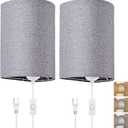 Plug in Wall Sconce, 3 Colors Wall Sconces Set of Two, Industrial Plug in Wall Light, Wall Sconce Lighting On/Off Switch Vintage Wall Lamp for Bedroom Living Room Hallway Porch (Gray)
