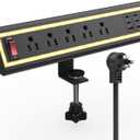 Desk Clamp Power Strip with Nightlight, 40W Fast Charging, 6FT Extension Cord, 4x20W USB-C & 2 USB Ports, 5 AC Outlets, Fits 1.69-Inch Table Edges