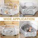VitalCozy Hamster Playpen with Mat Small Animal Cage Tent Breathable Transparent Guinea Pig Playpen Waterproof Portable Yard Fence Mat Foldable Exercise Playpen Outdoor Indoor (Gray,Star)