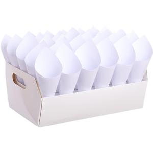 Party Confetti Cone Holder Box - Confetti for Gift Box Wedding, Stand Tray Box Total of 30 Holes for 30 Confetti Cone, and Include 32 Cone Papers (Blank- white paper, 1)