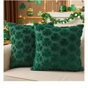 St Patricks Day Pillow Covers 18x18 Inch Set of 2, St Patricks Day Decorations Green Shamrock Soft Plush Faux Fur Jacquard Throw Pillows for Couch Sofa Home Office Living Room Bedroom Decor
