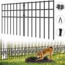 10 Pack Garden Animal Barrier Fence, 17in H x 10.8ft L, Black Modern Steel Garden Fence Panels
