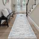 Runner Rug 2'x8' Washable Non-Slip Runner Rugs for Kitchen Bathroom Laundry Room Grey Vintage Floor Carpet Runners for Hallway Entryway