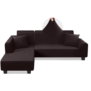 Sectional Couch Covers L Shape Sofa Covers Super Stretch 2pcs Sofa Slipcovers for 3 + 3 Seaters Sectional Chaise Slipcover with 2pcs Pillow Covers for Pets Kids, Brown