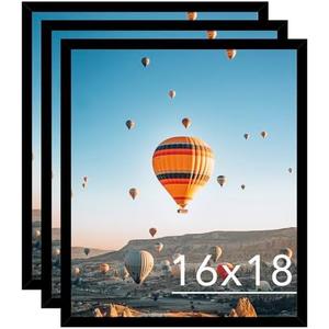 JCJM 10"-14.5 Picture Frame Black for Wall Hanging, Wall Mounting Horizontally or Vertically, 16 x 18 Wall Gallery Poster Photo Frame with Shatter Resistant Plexiglass, 3 Pack, Black Size 10"-14.5" 1Count