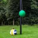 Tetherball Set, Tetherball Ball and Rope, 12 FT Adjustable Tetherball Pole with 2 Rubber Tetherball Balls, Heavy Duty Tetherball and Rope Set with Poles for Outdoor Backyard Lawn