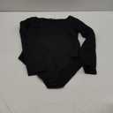 MANGOPOP Women's Square Neck Long Sleeve Bodysuit Sexy Body Suits Shirt Slim Fitted Tops A Black Small