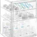 ERTIUANIO Baby Bottle Organizer 3 Tier Acrylic Bottle Storage Organizer container, Clear Plastic Bottle Station Organizers Drawers for Countertop Kitchen Cabinet Vanity, Bathroom, Gifts for New Mom