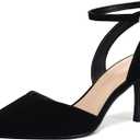 mysoft Women's Pumps Shoes Pointed Toe Kitten Low Heels Stiletto Ankle Strap Closed Toe Wedding Party Dress Sandals (10, Black Nubuck)