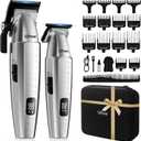 Ufree Professional Hair Clippers for Men with Bag, Mens Clippers and Trimmers Set, Barber Clippers Set, Electric Beard Trimmer, Gifts for Men, Silver