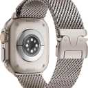 Mycvlleon Milanese Mesh Loop for Apple Watch Band Men Apple Watch Ultra 3/2/1 44 mm 45 mm 46mm 49mm Ser Women,Stainless Steel Parachute-style Buckle for iWatch Ultra 2 Series 11 10 9 8 7 6 SE 5 4 3