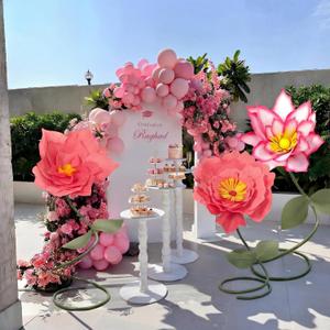 Leinuosen 3 Pcs Giant Flowers for Decoration 5.6 ft Large Waterproof EVA Foam Flower Indoor Outdoor Decor Standing for Wedding Reception Spring Tea Office Home Music Festivals Birthday Photo Booth