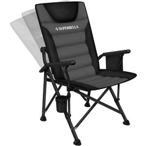 Supperella Movable Backrest Camping Chair for Adults with Cup Holder Folding Lawn Chairs for Outdoor Activities, Sports, Travel & Picnic, High Back
