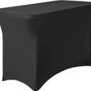 LinenTablecloth 65x28" Rectangular Stretch Tablecloth Black